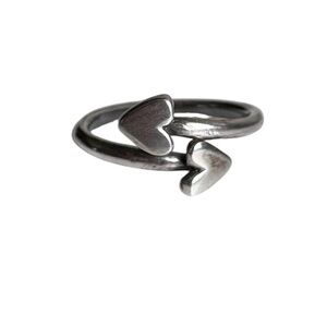 Vintage Avon 925 Sterling Double Heart Bypass Ring Sz 5 NIB Young Hearts
